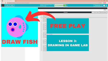 Code.org Lesson 3 Drawing in Game Lab | Free Play of drawing Frog