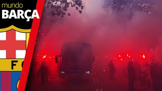 ÚLTIMA HORA | Así ha sido la BRUTAL llegada del autocar del BARÇA a Montjuïc | UEFA CHAMPIONS LEAGUE