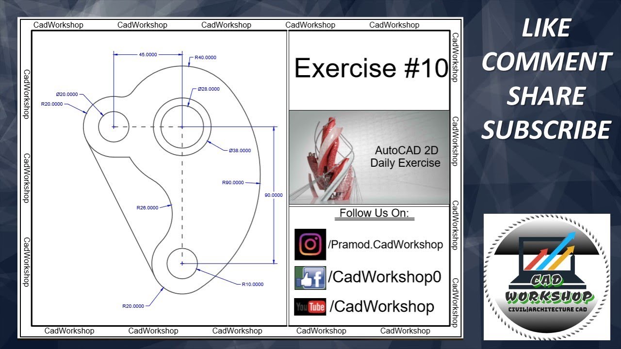 AutoCAD Exercise: 10 For Beginners | Step by Step - YouTube