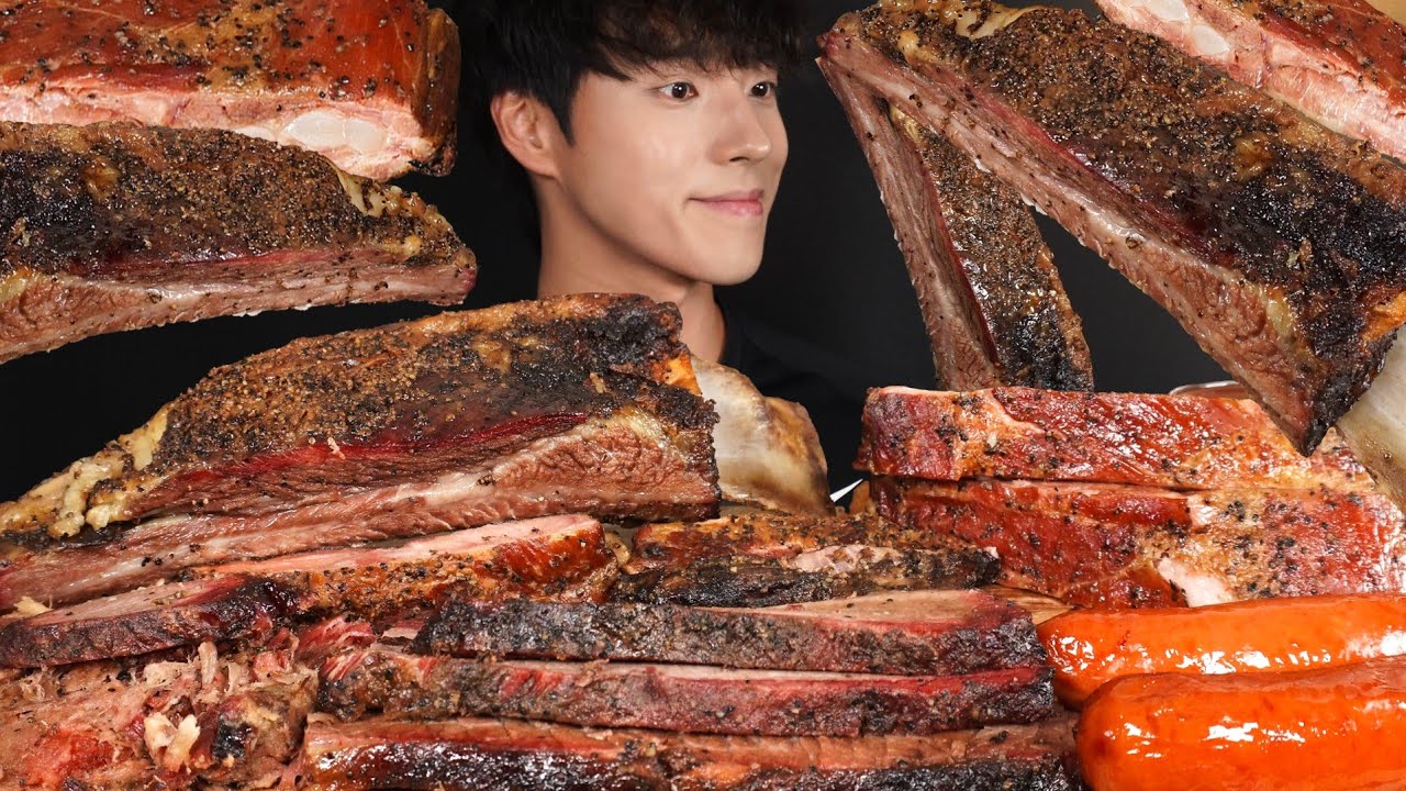 ASMR MUKBANG BBQ RIBS & BRISKET & SAUSAGES