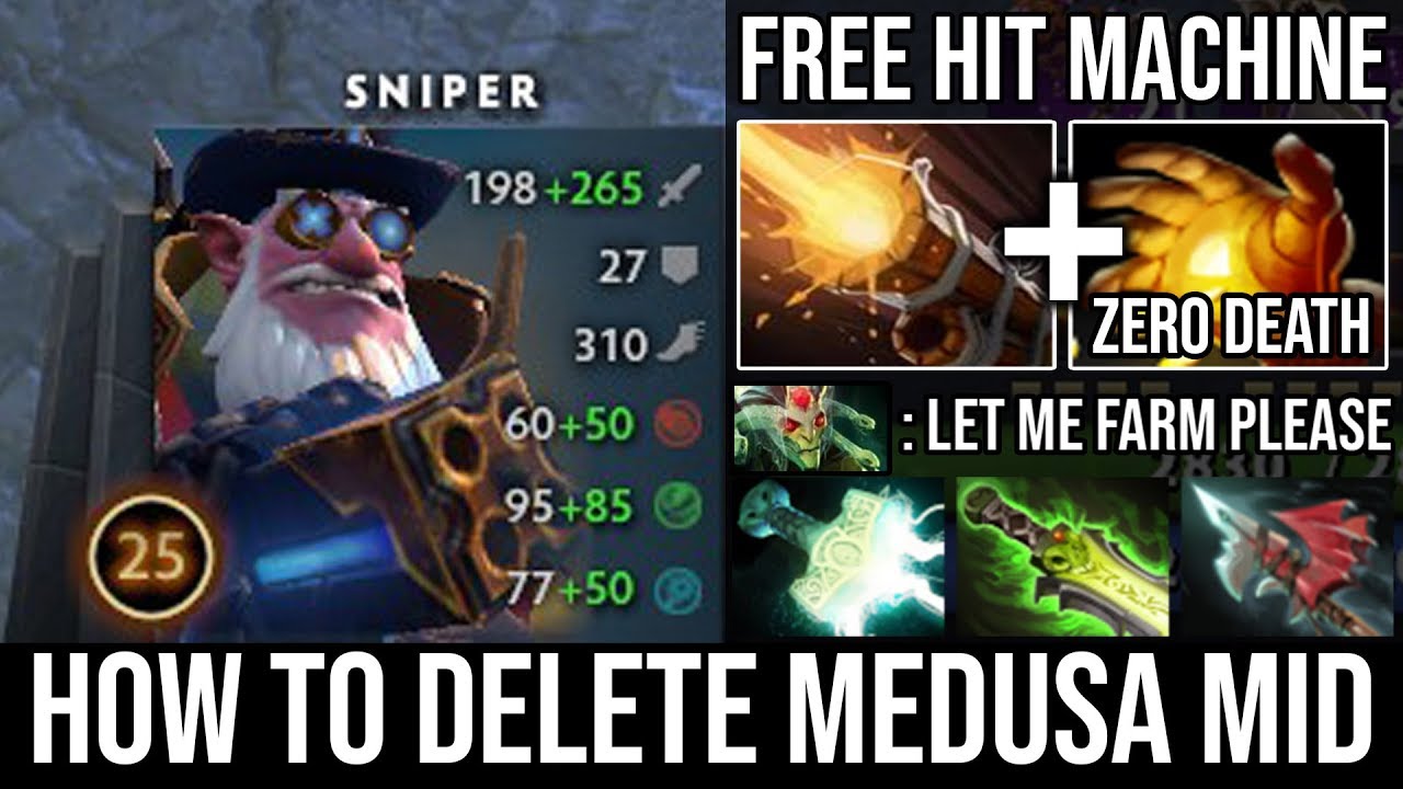 Electronic Machine Gun - Best Sniper 8000 MMR Spammer Solo Destroyed Medusa with Zero Death DotA 2