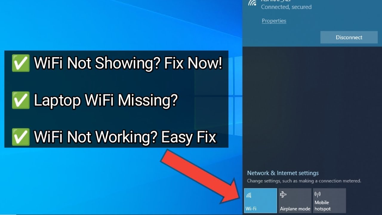WiFi Not Showing or Not Working on PC/Laptop? Fix It Fast! - YouTube