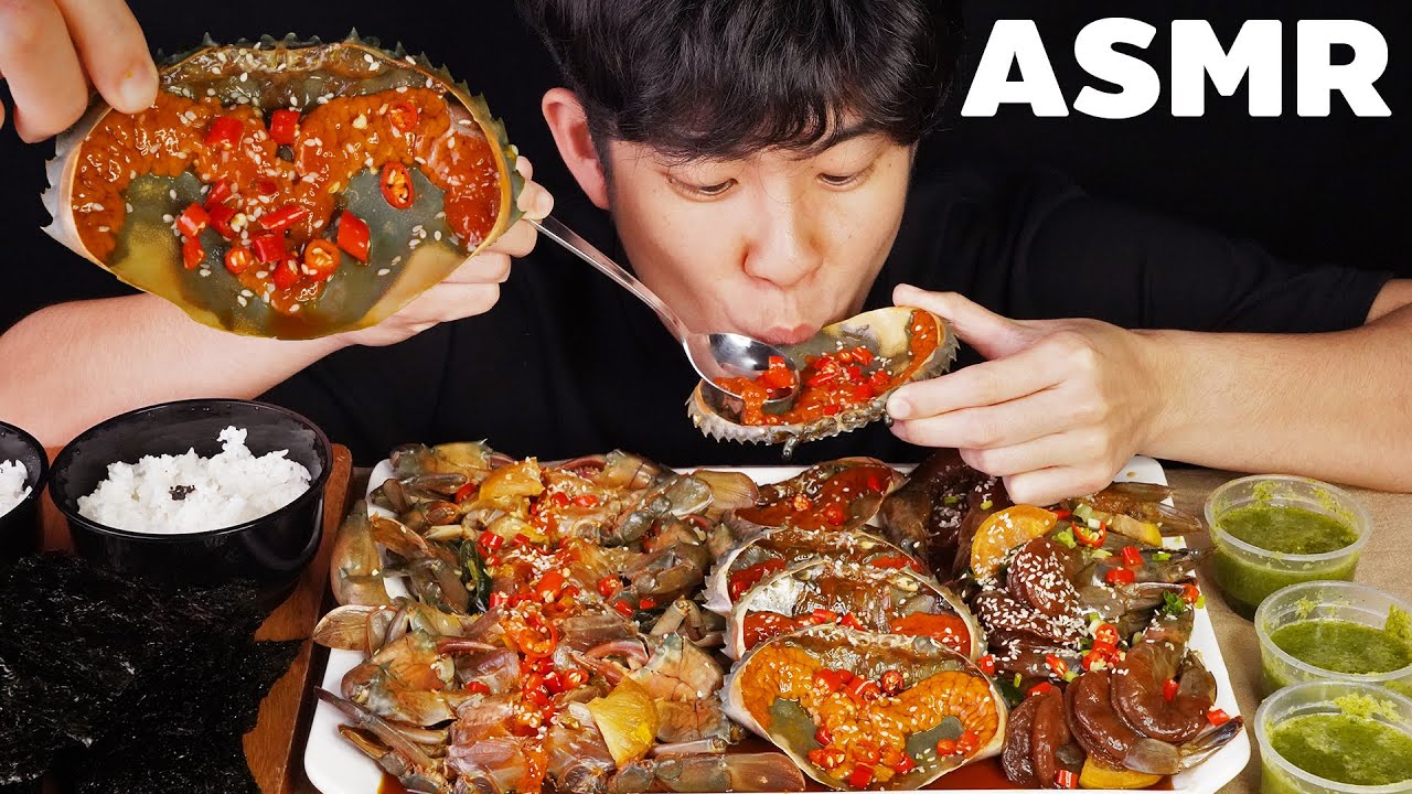 ASMR Pickled Crab Eggs l ปูไข่ดอง