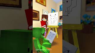 Drawing with JJ sister and Mikey MAIZEN ❤️ #minecraft #animation