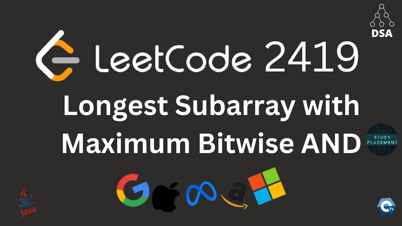 Leetcode 2419 🔥 Longest Subarray with Max Bitwise AND | Java Logic ...