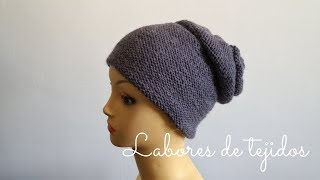 Gorro tejido dos agujas