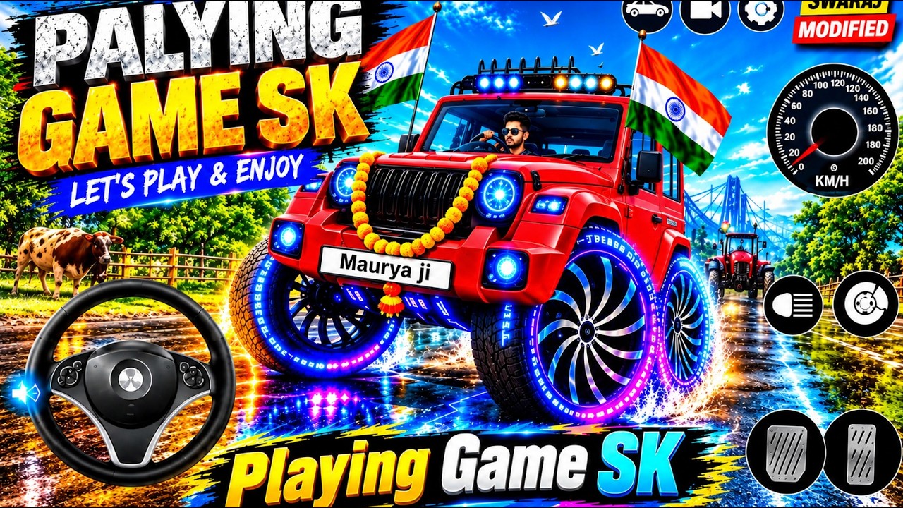 Thar Graphics Modified Mahindra Thar| Indian Car Game Play |4K Ultra Graphics ...