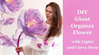 : DIY Giant Organza Flower with Lights | How to Make Large Organza Flower Tutorial for Beginners