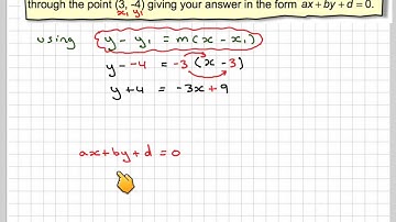 Finding the equation of a line given it gradient and a point on the line assessment