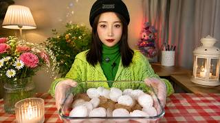 Powdery White Sweet Balls with Soft Eating Sounds Mukbang ASMR screenshot 4