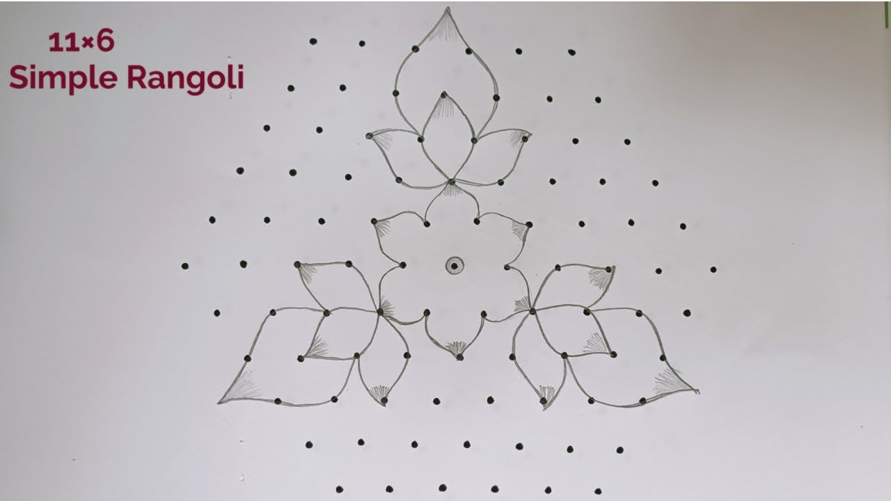 Margazhi Masam Simple Flower Padi kolam 11×6🌺11×6 Dhanurmasam Muggulu 🌺2024 New Year Rangoli Design