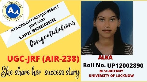 SHE SHARE HER SUCCESS STORY.Alka (UGC-JRF-2021-JUNE).#csirnet #nta #lifescience #netjrf