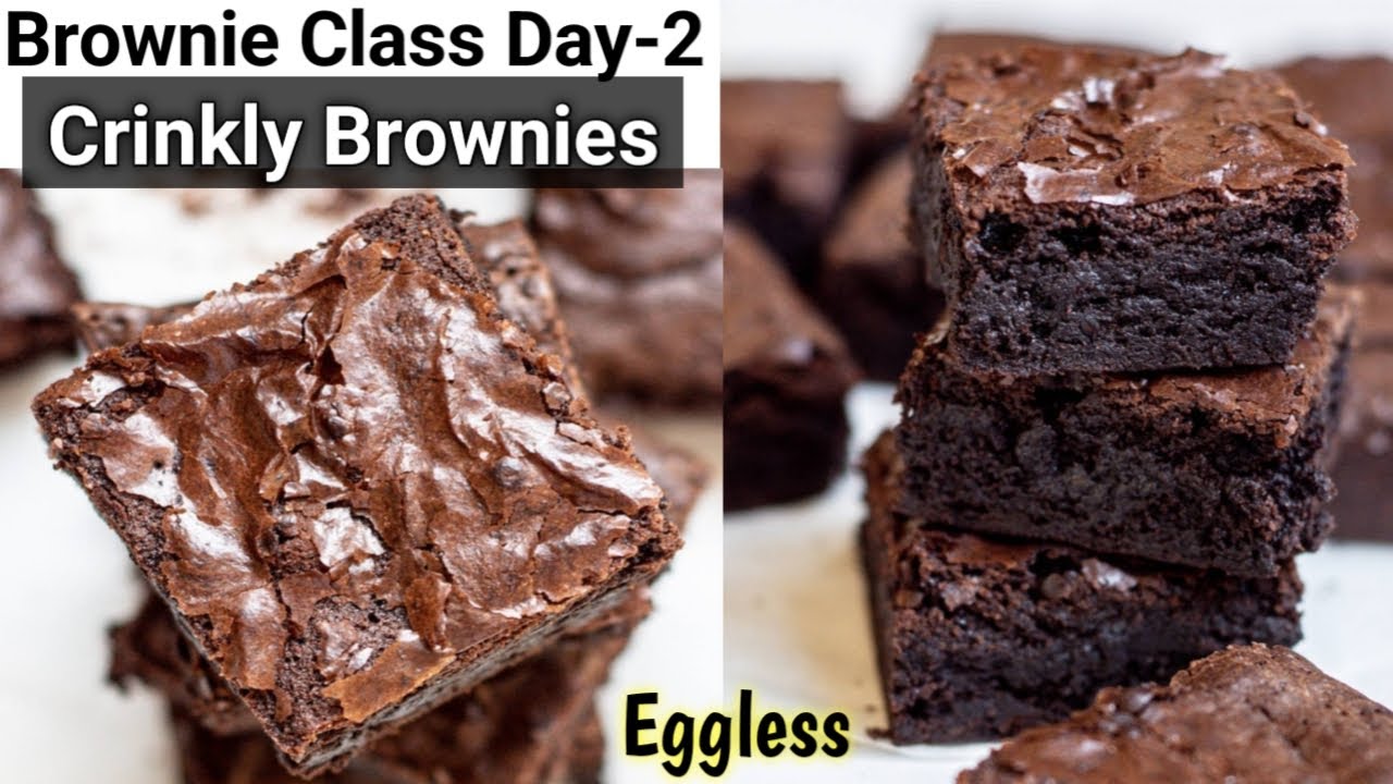 Brownie MasterClass Day-2~Eggless Crinkle Top Brownies Recipe| The BEST Fudgy Brownie Recipe