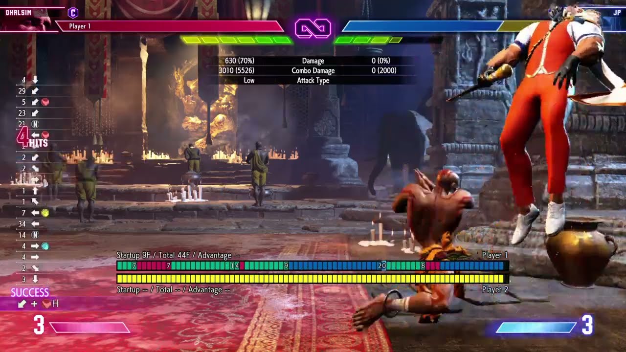 Street Fighter 6 - Dhalsim: Meaty Fireball oki in the corner.