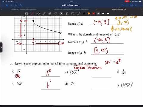 Algebra II: Unit 7 Test Review Part 1 (Radical Functions and Rational ...