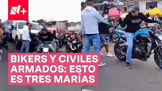 Sujeto con arma larga ahuyenta a motociclista en la México-Cuernavaca - N+