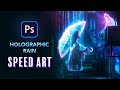 Creating HOLOGRAPHIC RAIN in Photoshop - NFT Speed Art