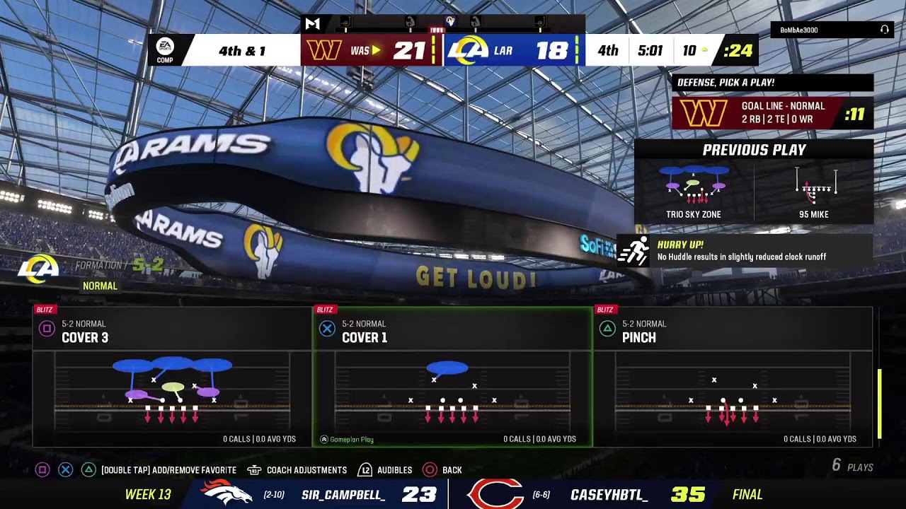 Commanders at Rams YouTube