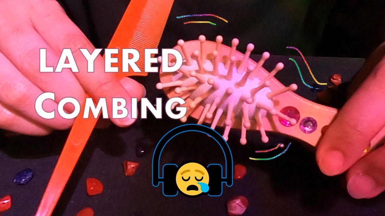 ASMR | LAYERED Face Combing with Gentle Mouth Sounds