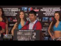 Pacquiao vs. Bradley 2 - Press Conference - Manny and Bradley both look for credit.
