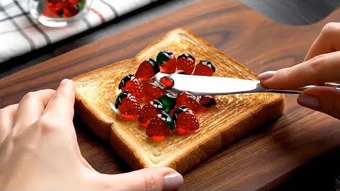 10 Minutes of AI ASMR Spreading glass fruit and other items on toast