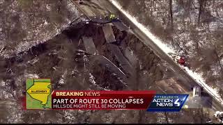 Engineers looking at Route 30 collapse area to determine reconstruction plan