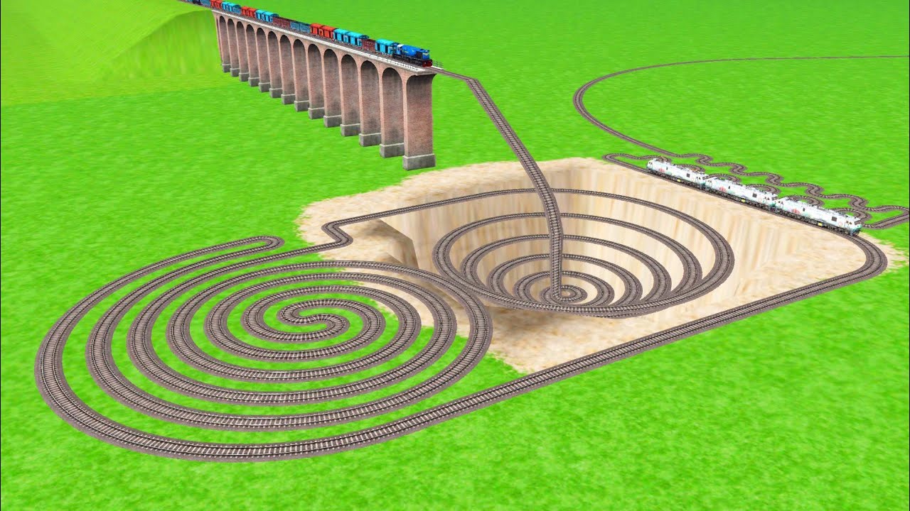 TWO TRAINS CROSSING CIRCLE SQUARE SNAKE🐍TRACKS ZIG ZAG || railroad track || train simulator classic 