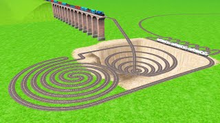 TWO TRAINS CROSSING CIRCLE SQUARE SNAKE🐍TRACKS ZIG ZAG || railroad track || train simulator classic 