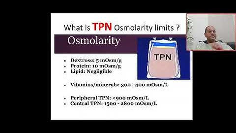 What is TPN osmolarity limit? Dextrose 5mOsm/g, protein 10 mOsm/g , vitamin 300 mOsm/ L,