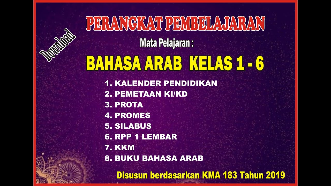 DOWNLOAD GRATIS, RPP 1 LEMBAR, PROTA, PROMES, SILABUS BAHASA ARAB KELAS