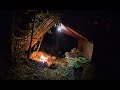 4 days solo bushcraft camp: Survival skills, fire roof, wild camping, tarp shelter, asmr PART: 2