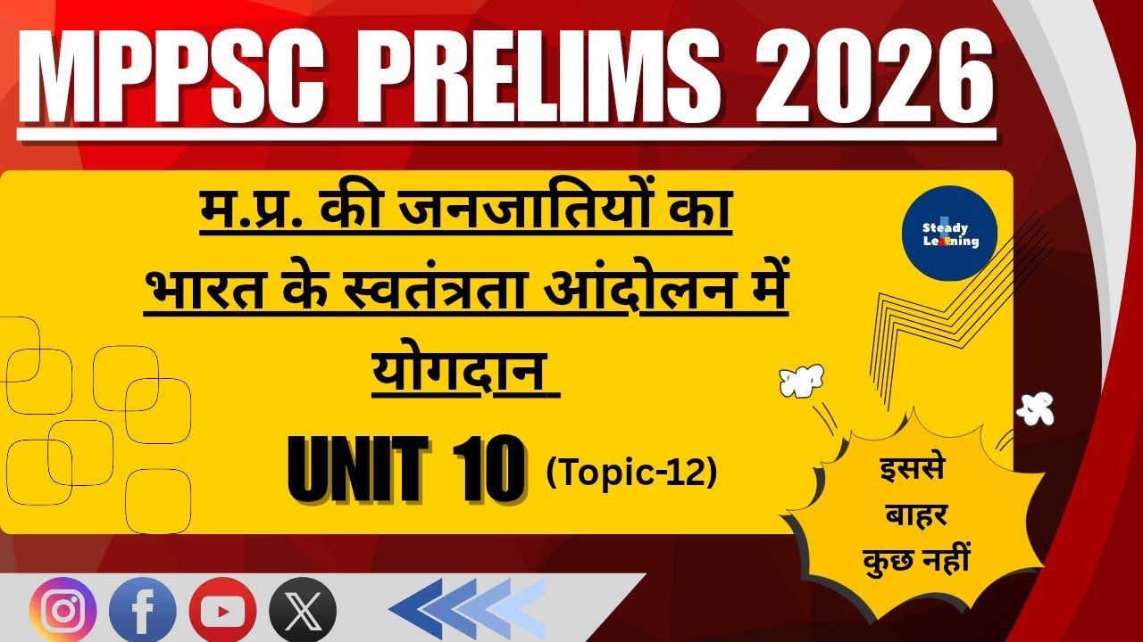म.प्र. की जनजातियों का भारत के स्वतंत्रता आंदोलन में योगदान | MPPSC Prelims | Unit 10 | MPGK