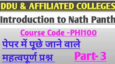 Introduction to Nath Panth important questions ddu | Introduction to Nath Panth pyqs questions ddu