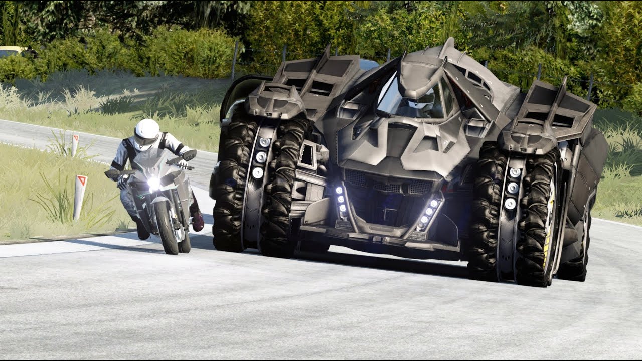 Kawasaki H2 vs Batman Arkham Knight vs Batmobile Justice League at