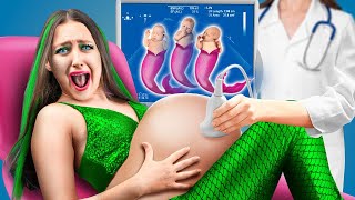 WOW 🤯 Rich Pregnant Mermaid! Crazy Pregnancy Moments and Cool Hacks By 123 GO! HACKS