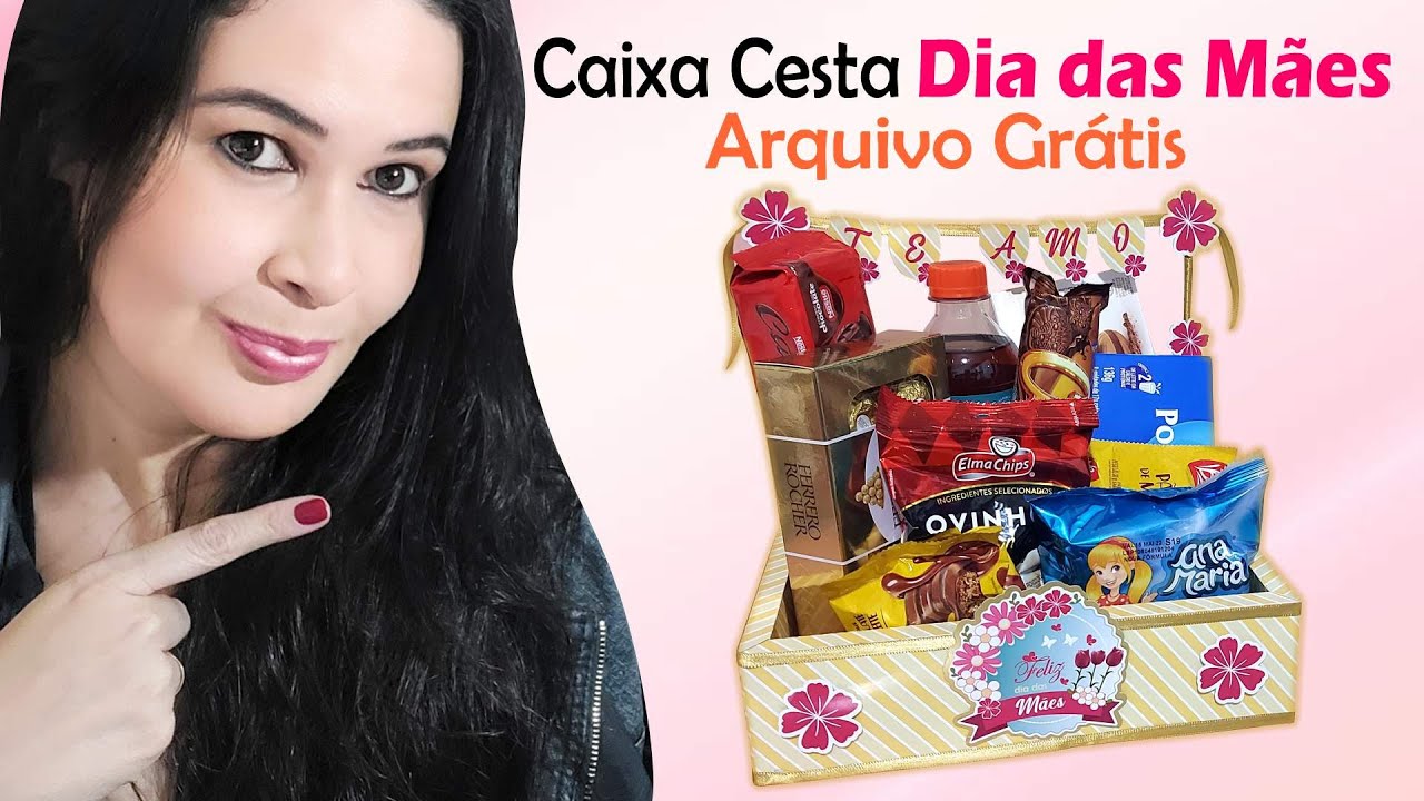 Caixa cesta dia das mães | molde grátis 