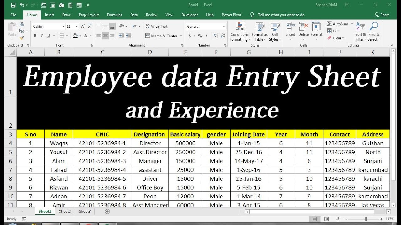 how-to-create-employee-database-in-excel-youtube