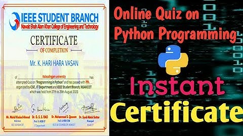 National Level E Quiz on "PYTHON PROGRAMMING" ll Free Online Quiz Certificate