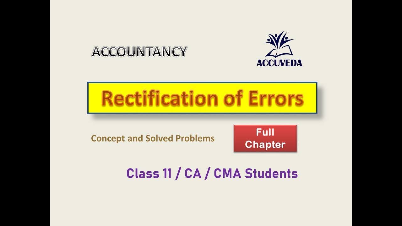 Rectification of errors Full chapter with problems - YouTube