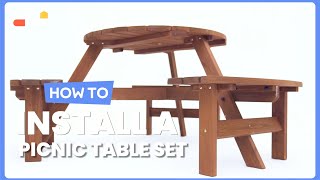 How to Install the 6 Person Wooden Picnic Table Set with Bench | OP70443 #costway #howto