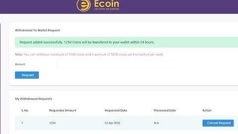 Ecoin withdrawal opened now with 1250 Ecoins withdrawal proof