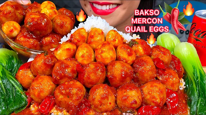 MAKAN BAKSO MERCON *SUPER SPICY MEATBALL, EGGS, RICE MUKBANG MASSIVE Eating Sounds