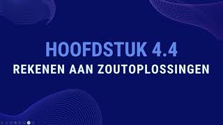 Scheikunde Havo 4 Hoofdstuk 44 Rekenen Aan Zoutoplossingen