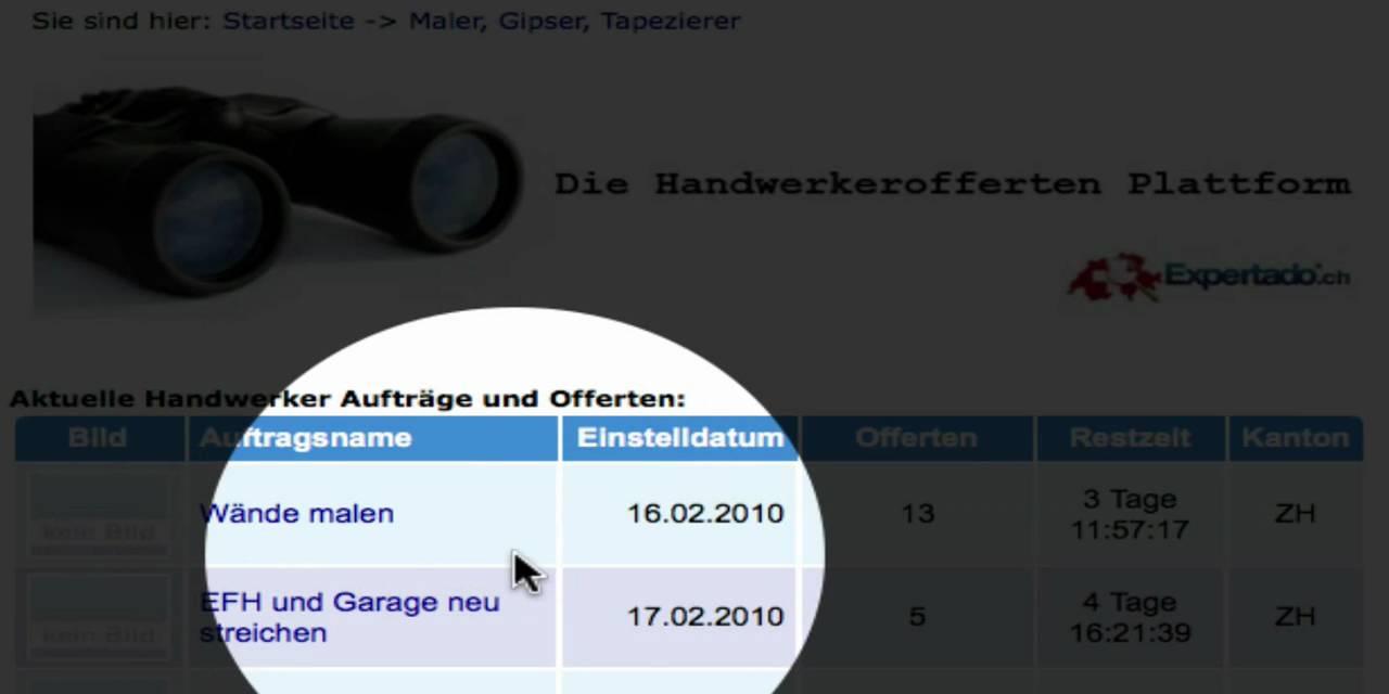 Handwerker Auktion CH - Maler Schweiz Offerten