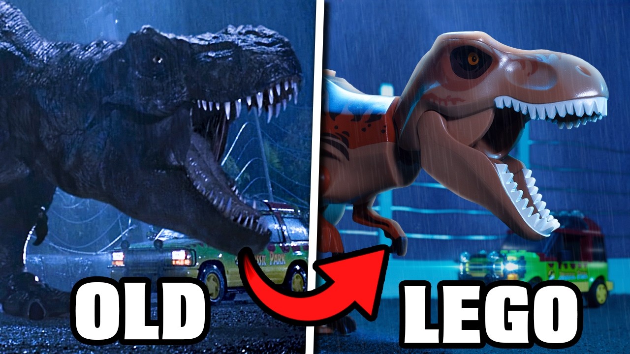 I turned the T-REX SCENE from JURASSIC PARK into a LEGO MOVIE... (stop motion)