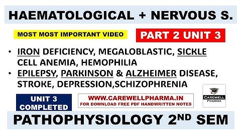 Unit 3 | Nervous System + Haematological Diseases (complete) | Part 2 | Pathophysiology 2nd semester