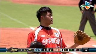 20140621-1 爆米花 台電vs威達 三上 投手暴投!台電黃韋銘成功登上二壘!