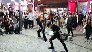 [STREET ARTIST] YU KAGAWA, HYOJIN & YOUNGWON. INTERACTIVE HONGDAE BUSKING. 230712.