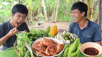 Bao Tử Heo Khìa Nước Dừa Ăn Kèm Mớ Rau Rừng Cực Ngon | VTNam Vlog #109