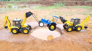 Swaraj Tractor And Mahindra Truck Accident Pulling Out Two JCB 5CX ? Cartoon Jcb | Hyva Dumper Truck